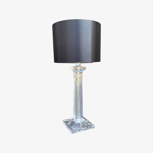 1970s Vintage Plexiglas Light | Mid Century Modern Light With Black Lampshade | Transparent Plexi glass Retro Table Light / Table Lamp - FancyVintage.nl -