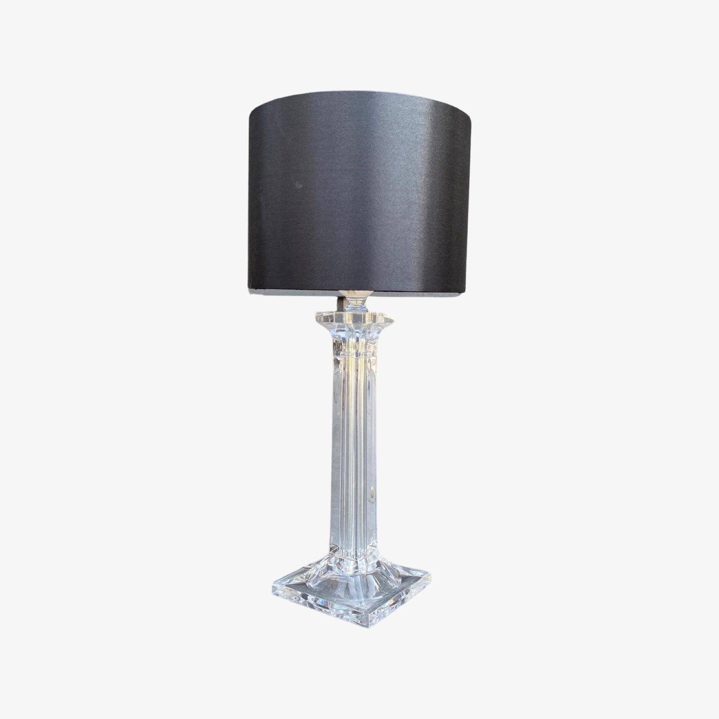 1970s Vintage Plexiglas Light | Mid Century Modern Light With Black Lampshade | Transparent Plexi glass Retro Table Light / Table Lamp - FancyVintage.nl -