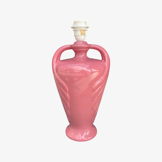 1980s Tall Pink Ceramic Table Light | Handmade Ceramic Pottery Table Light - Mid Century Modern Lighting | Big Ceramic Table Light - FancyVintage.nl -