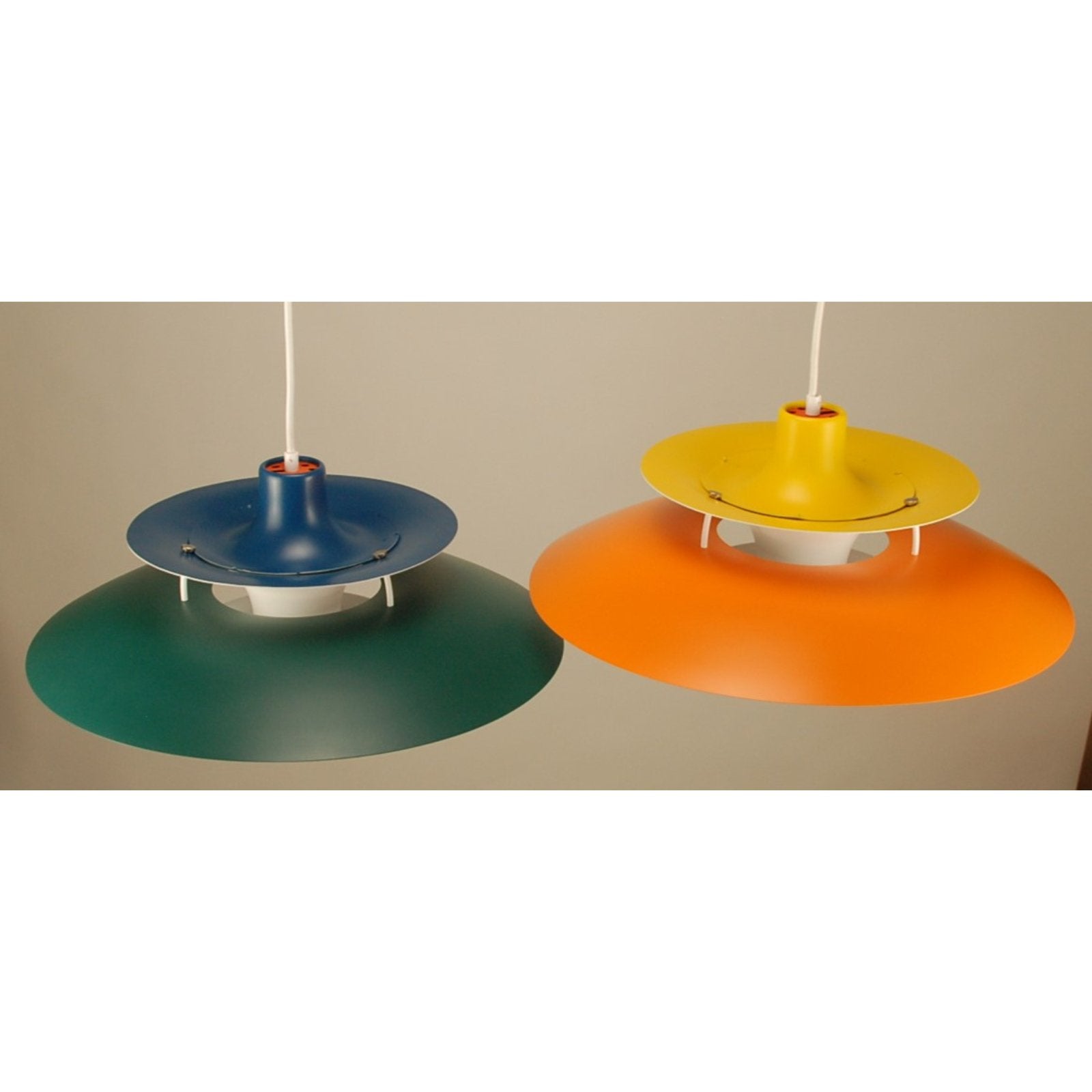 2x (set) Louis Poulsen PH 5 Green/Blue & Orange/Yellow (SPECIAL) - FancyVintage.nl -