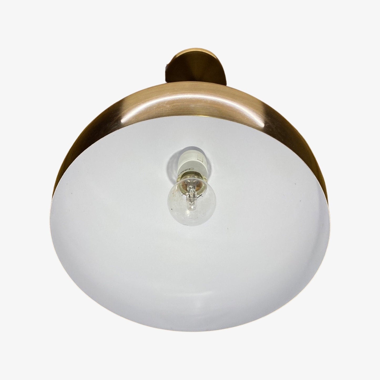 60s Gold Retro Ball Lamp | Vintage Golden Brushed Pendant Light | Dutch Designer Lighting | Metal - FancyVintage.nl -