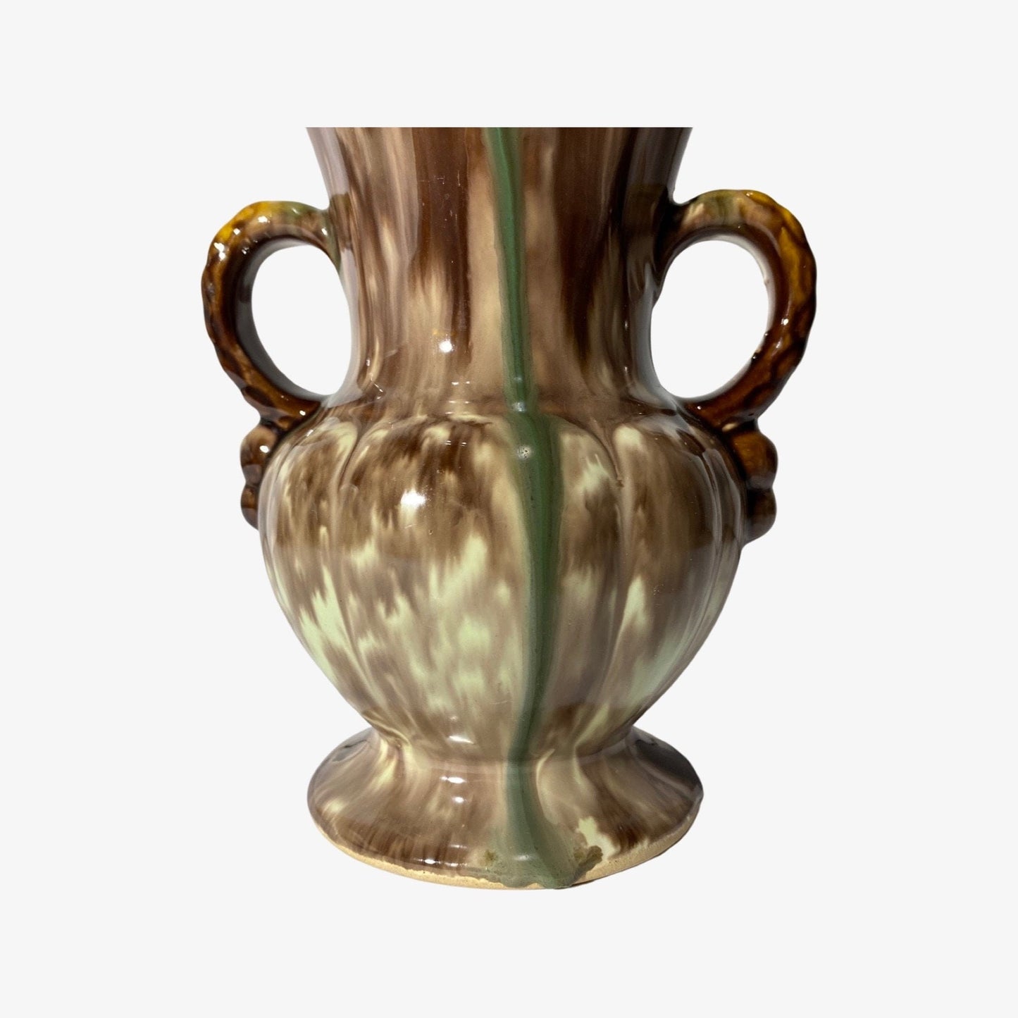 60s German Vase With Brown/Green Colors | Handmade Ceramic Planter Vase From Europe | Height: 6.3'' / 16 cm