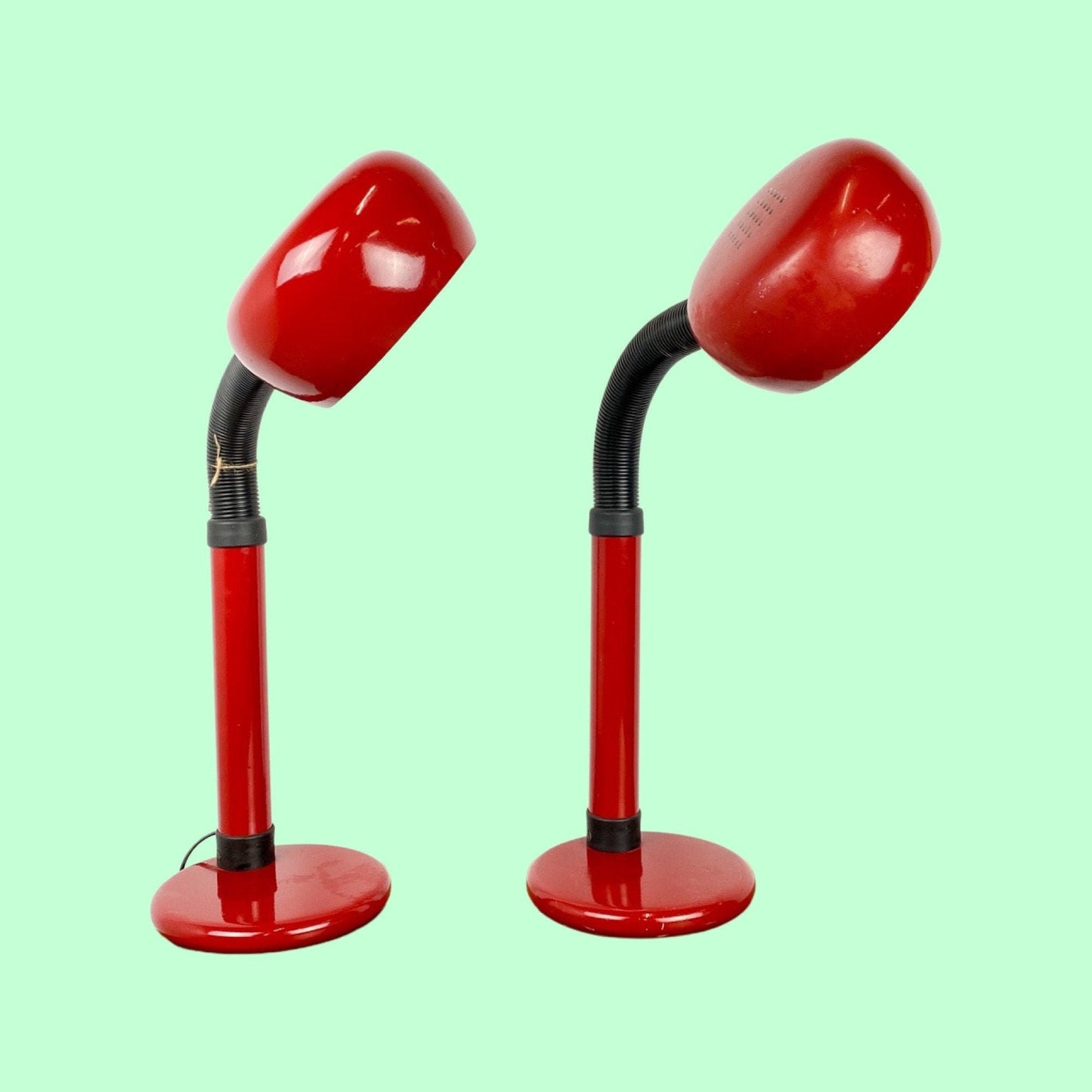 60s Red Desk Light | Vintage Table lighting From The Mid Century, 1960s | Bright Red Adjustable Desk Lamp | Height: 2.4 feet / 72 cm