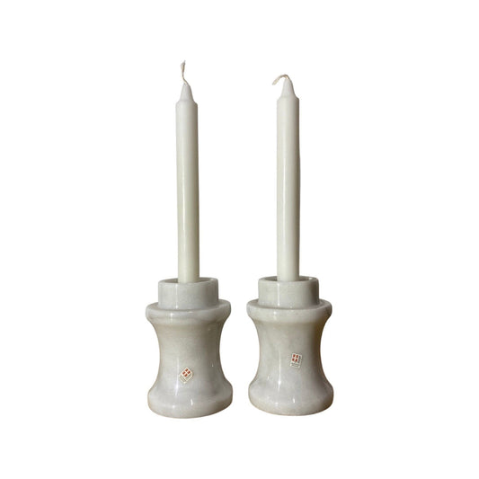 2 Vintage HEMOGRAM Denmark Marble Candlestick Holders | Set of 2 Candle Stick Holders | Candlesticks and Big Candles SMOOTH Marble Pattern