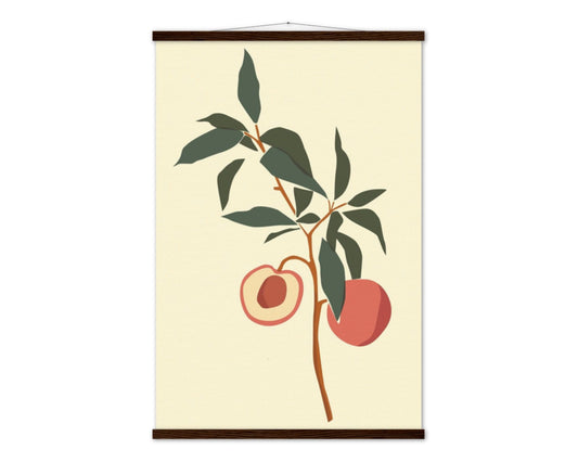 Vintage Peach Poster With Magnet Hangers | Vintage Mid-Century Style Poster With Peaches | Vintage Home Decor Wall Art Poster