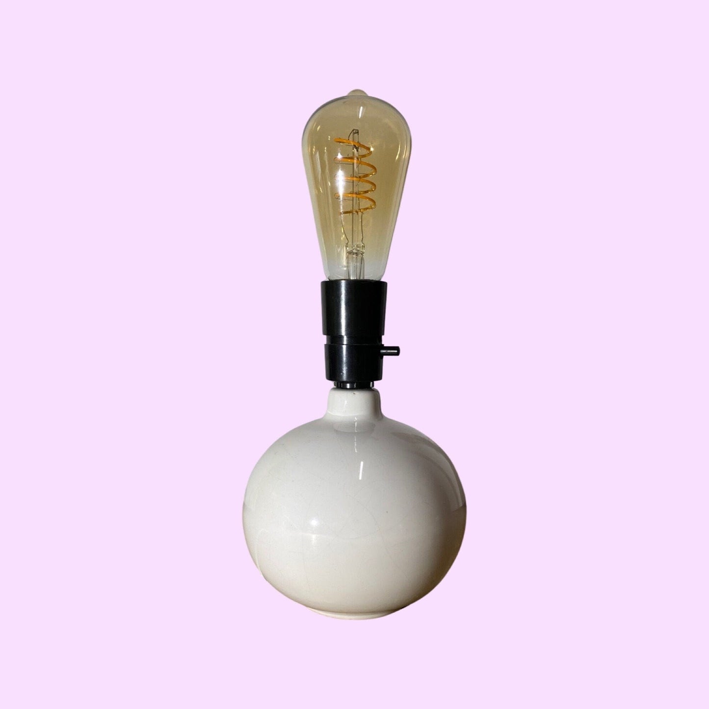 White Vintage Danish Ball Shaped Desk Light | Scandinavian Table Lamp From The Mid Century Made In Denmark | White Ceramic Pottery Lighting