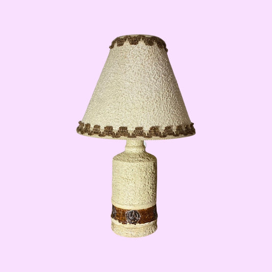 Vintage Table Lamp 'Made In Denmark'  | Mid-century Danish Ceramic Lighting | Ceramic Pottery Lamp Base With Lampshade | Vintage Lighting