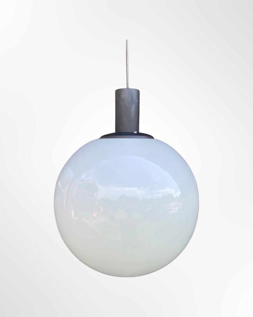 1950s Big Glass ART DECO Pendant Lamps | Vintage Pendant Lighting Globe / Ball Shaped Milk Glass