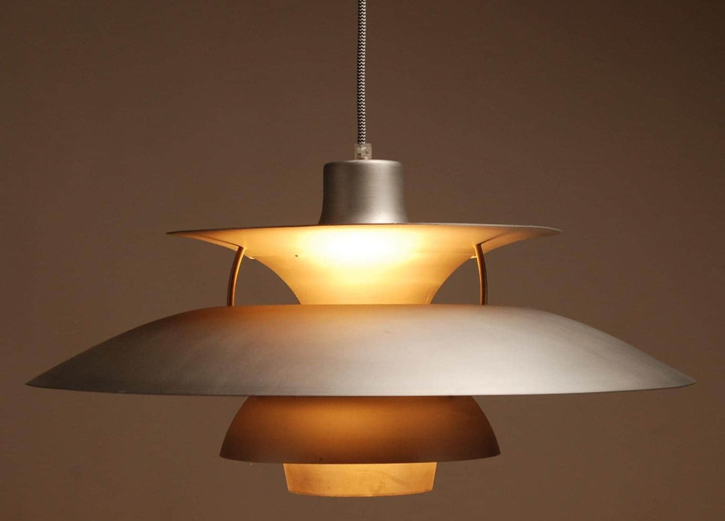 Custom PH5 Louis Poulsen Pendant Lamp designed by Poul Henningsen | Vintage 1970's 'Stripped/Silver' color