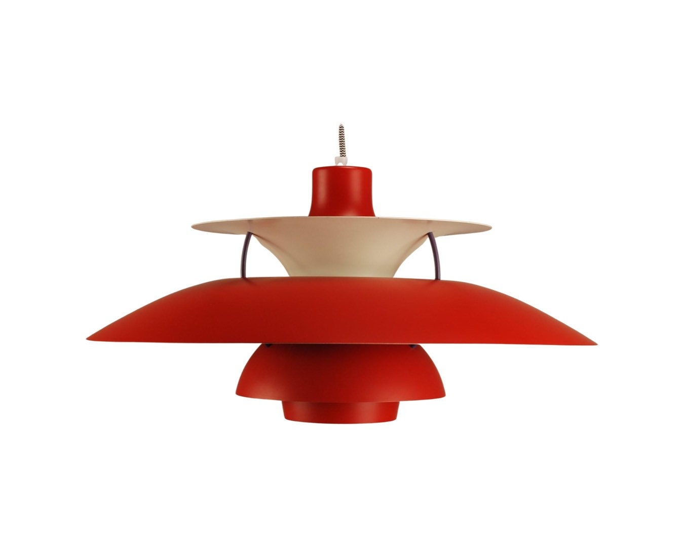 Custom Louis Poulsen PH5 Pendant | Vintage 1970's 'Authentic Red' | Mid century modern design by Poul Henningsen, Denmark
