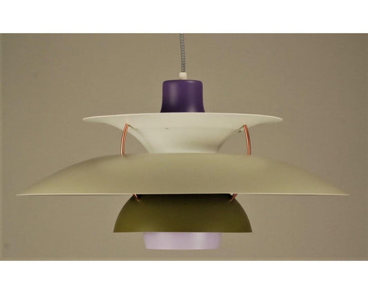Custom Louis Poulsen PH5 Pendant | Vintage 1970's 'Purple/white' | Design by Poul Henningsen
