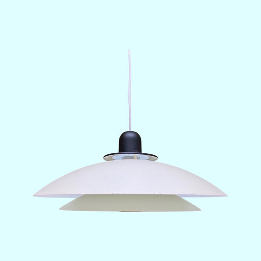 70s Danish Design Hanging Lamp | Vintage Pendant Light White Colored | Scandinavian Modern Lighting | White Metal Danish Pendant Light - FancyVintage.nl -