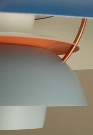 Hues of Blue Louis Poulsen PH5 Original Restored Pendant Lamp with Orange ‘Anti Glare ring’ - FancyVintage.nl -