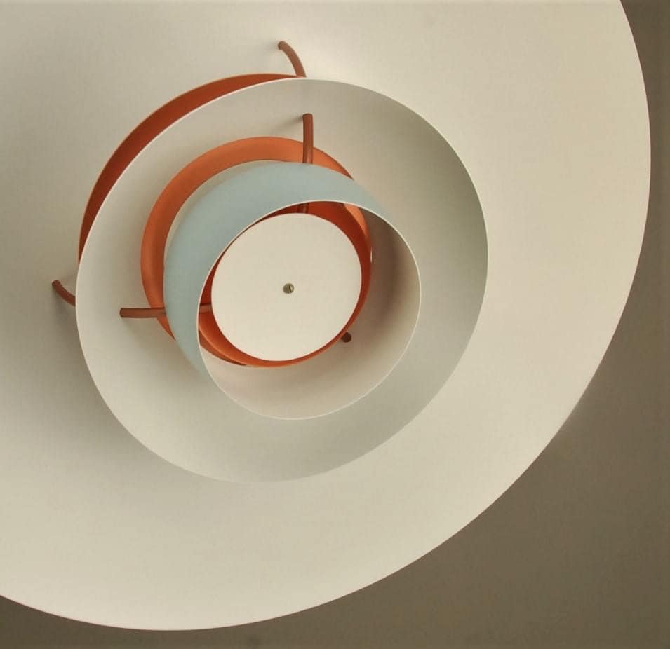 Hues of Blue Louis Poulsen PH5 Original Restored Pendant Lamp with Orange ‘Anti Glare ring’ - FancyVintage.nl -